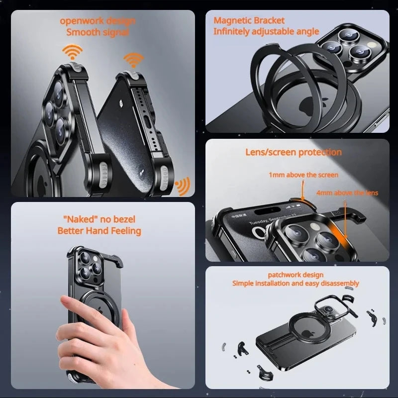 Metal Aluminyum Alaşım Çerçevesiz Iphone Kılıfları